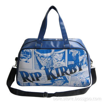 PVC duffel bags with unique print design, removable shoulder strap, OEM and ODM are welcome